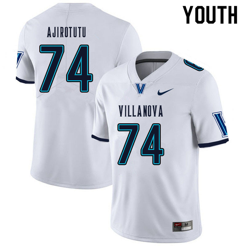 Youth #74 Temi Ajirotutu Villanova Wildcats College Football Jerseys Sale-White - Click Image to Close